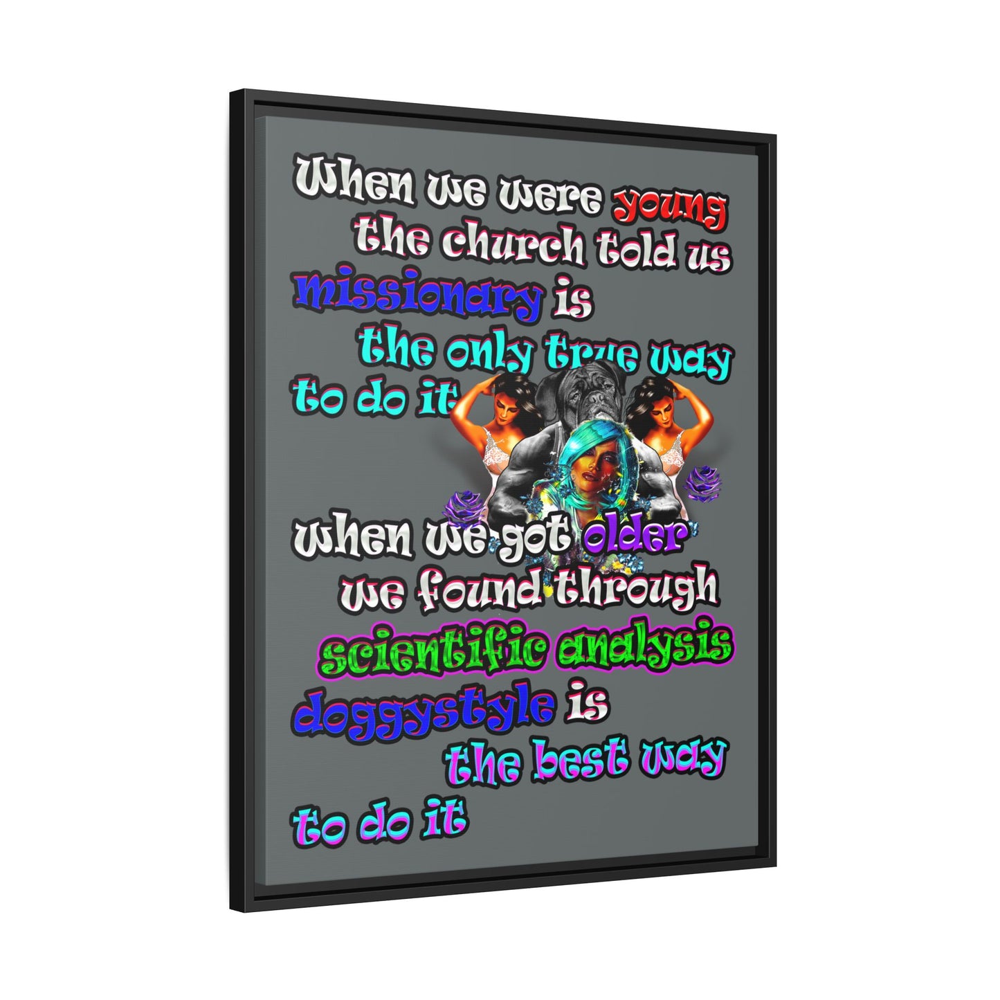 doggystyle - framed canvas art (dark grey)