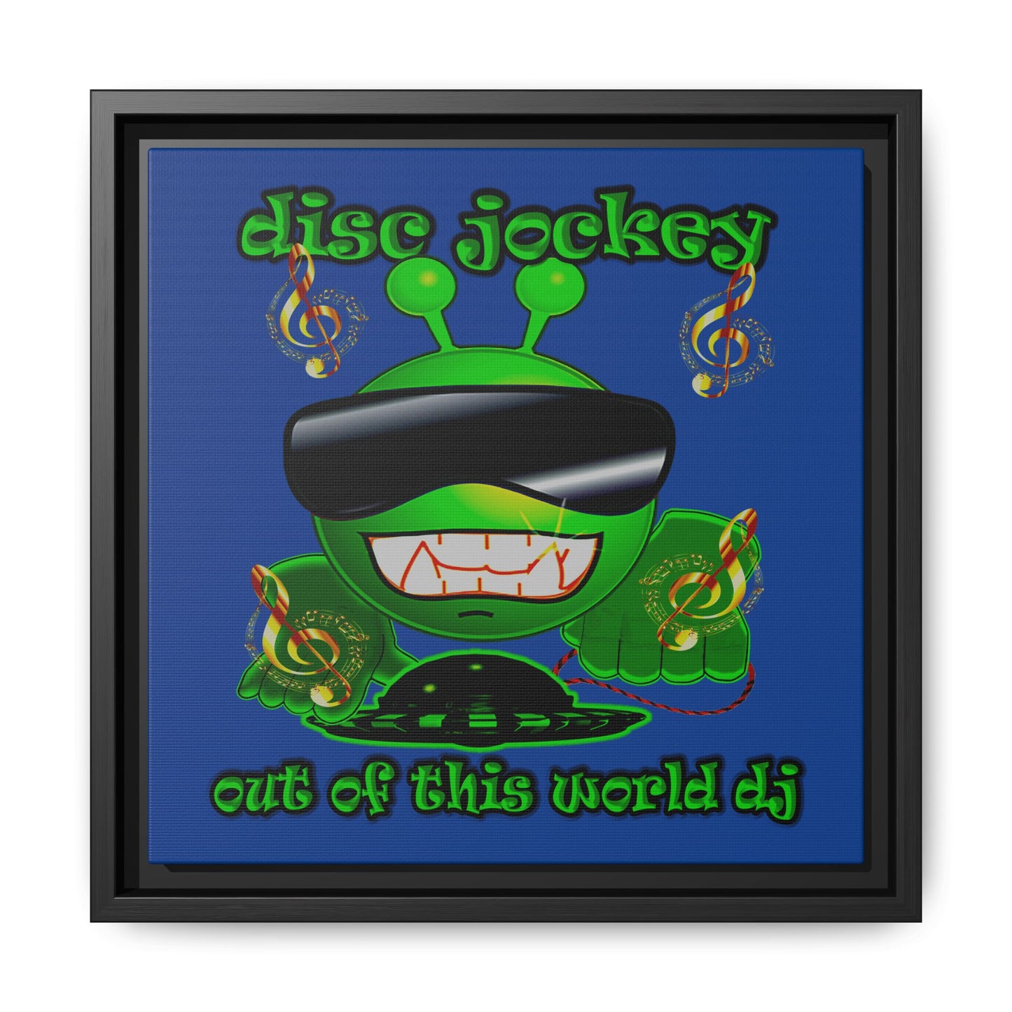 disc jockey - framed canvas art (dark blue)