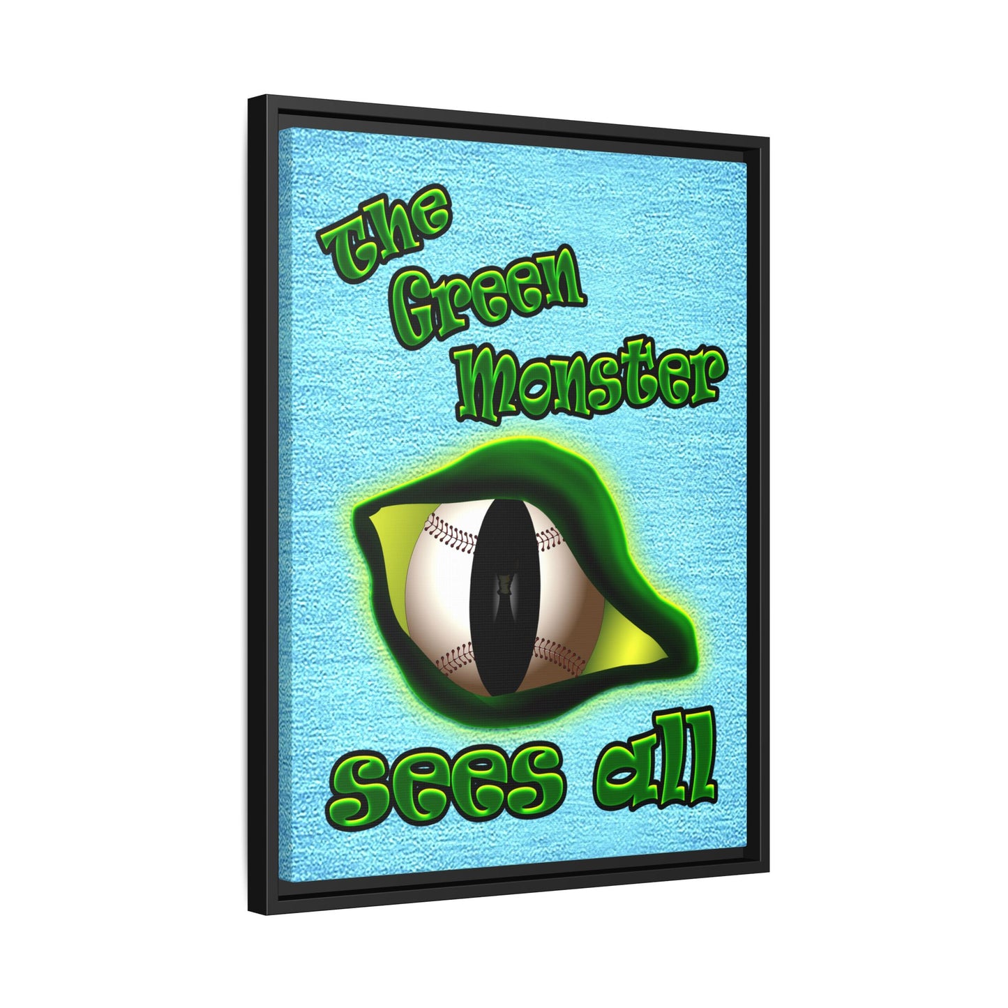 green monster - framed canvas art (faded blue)