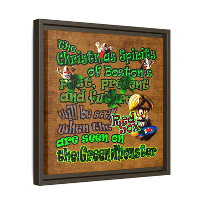 christmas spirits of boston - framed canvas art (brown papyrus)