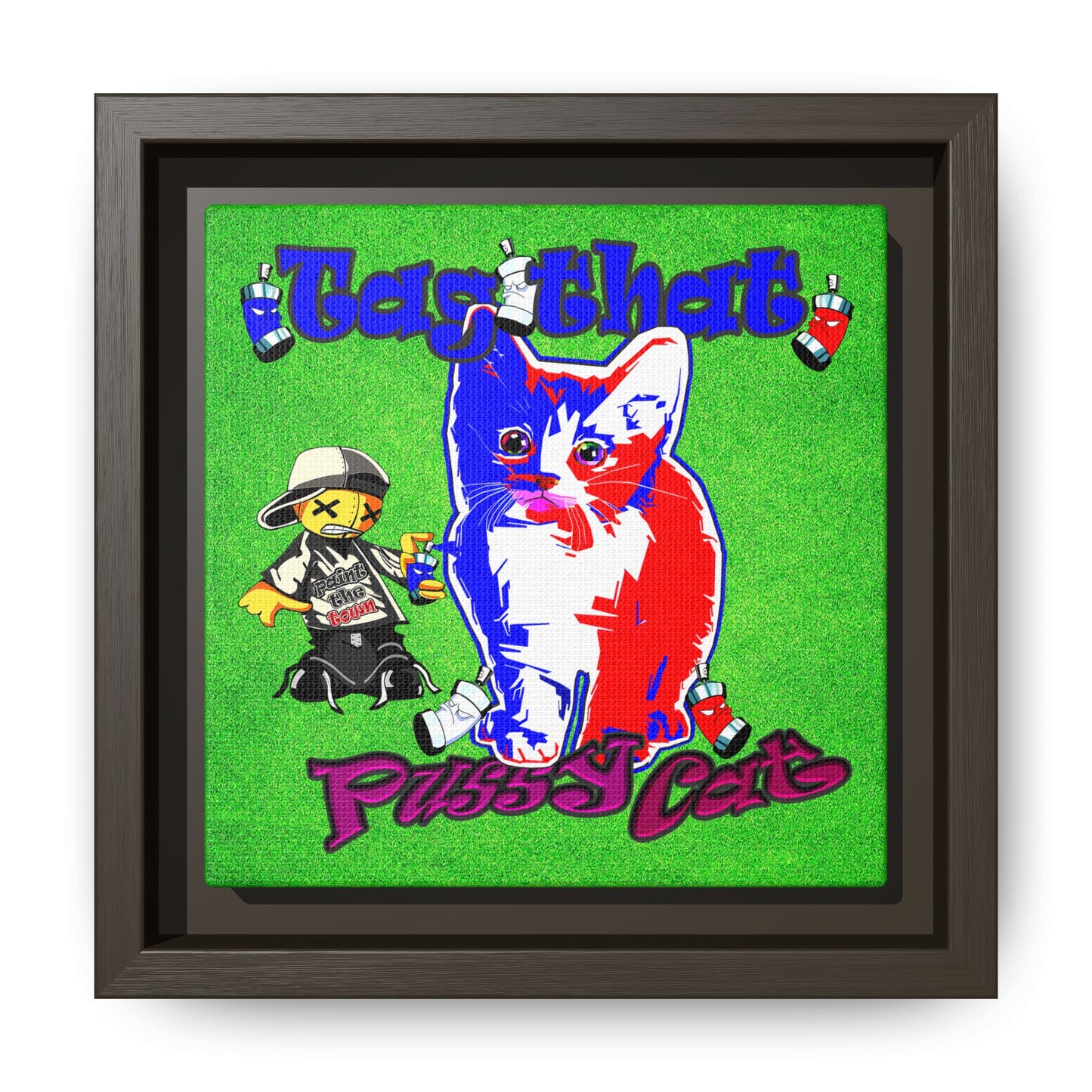 tag that - framed canvas art (green turf)