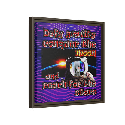 defy conquer reach - framed canvas art (purple wave)