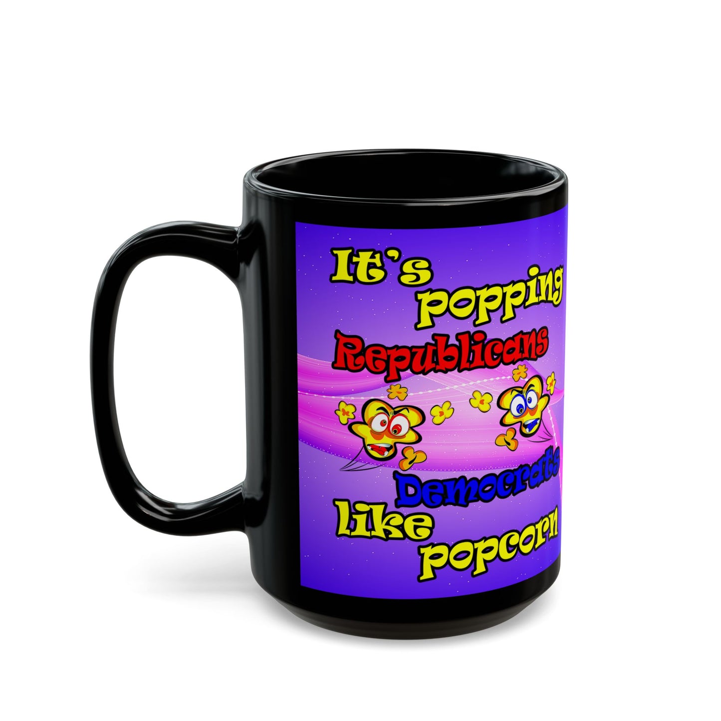 popping like popcorn - Black Mug (purple-pink wave)