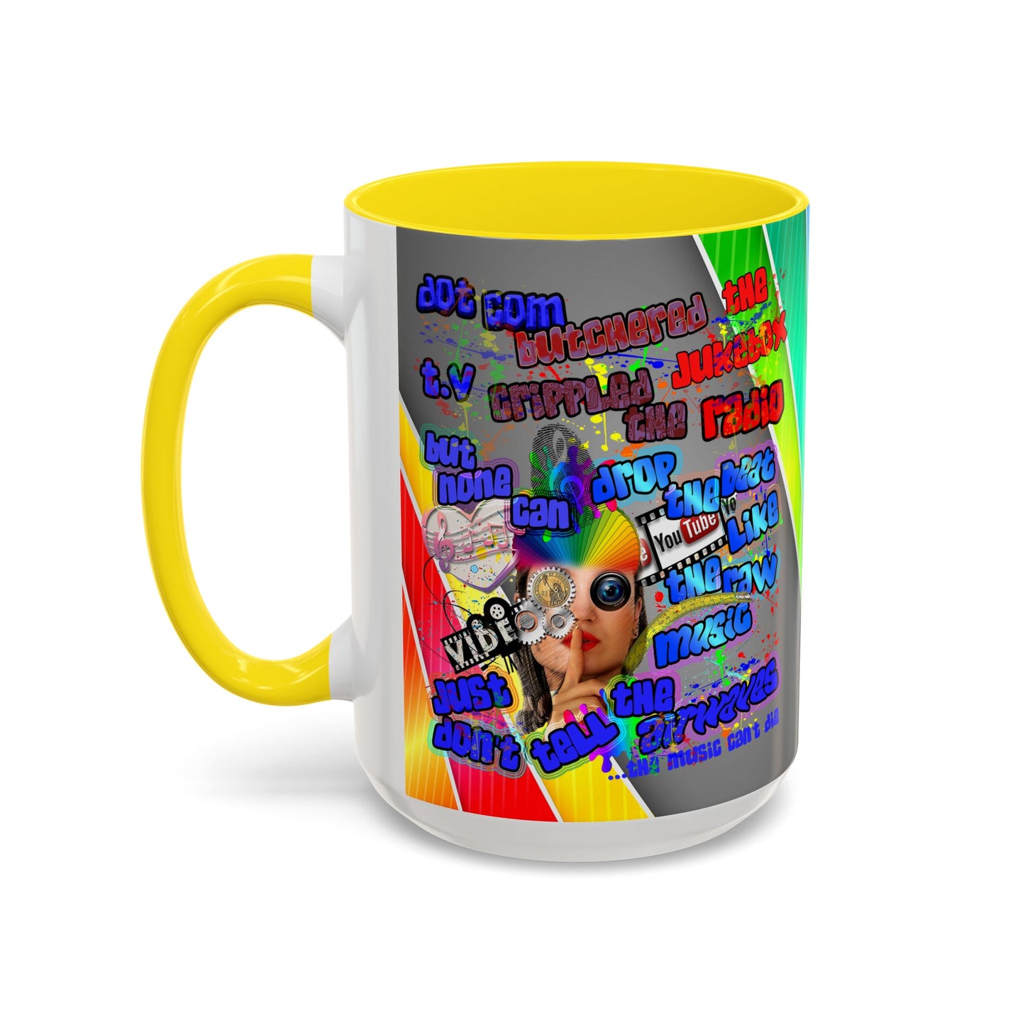 drop the beat - Accent Mug (rainbow split)