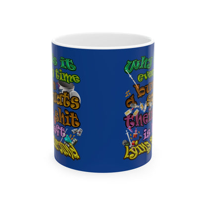 the bum's shit - White Mug (dark blue)