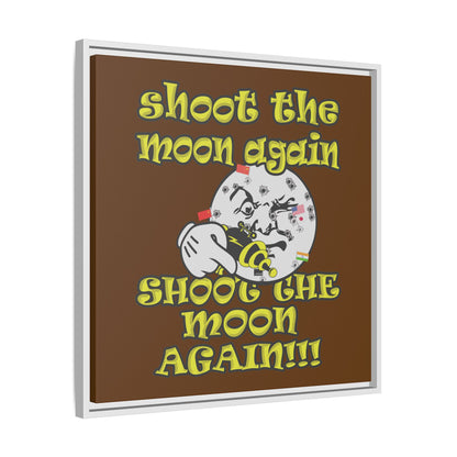 shoot the moon again - framed canvas art (brown)