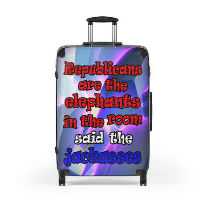 donkeys and elephants - Suitcase (grey-pink wave)