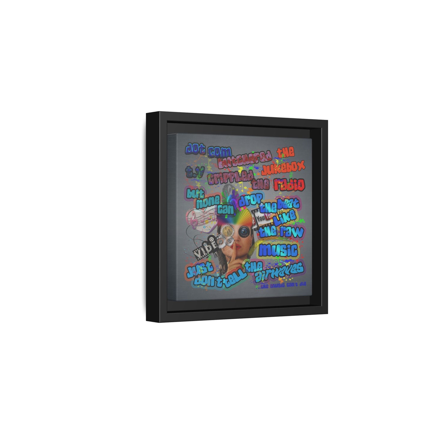 drop the beat - framed canvas art (grey-light grey)