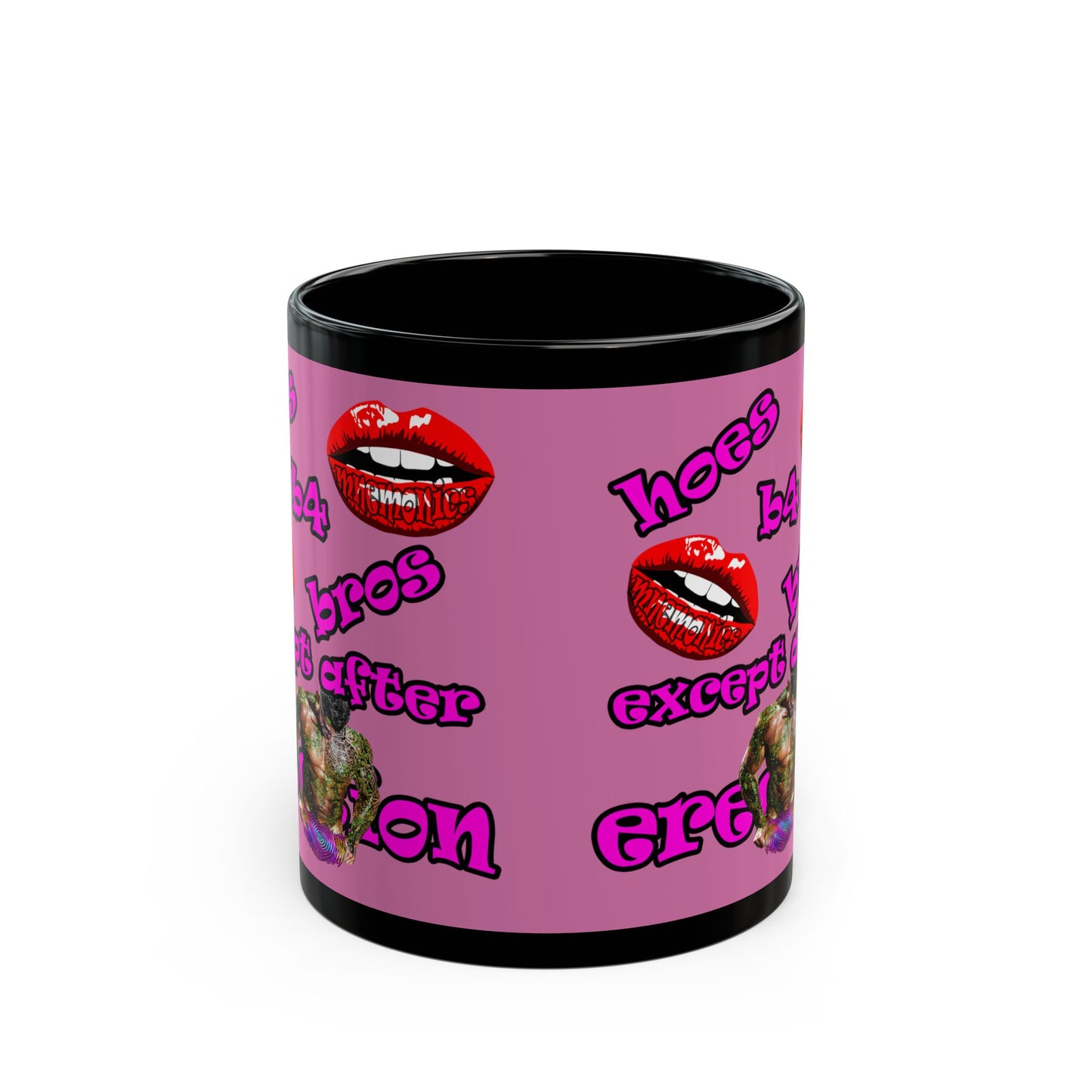 hoes b4 bros - Black Mug (light pink)