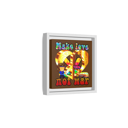 love peace - framed canvas art (brown)