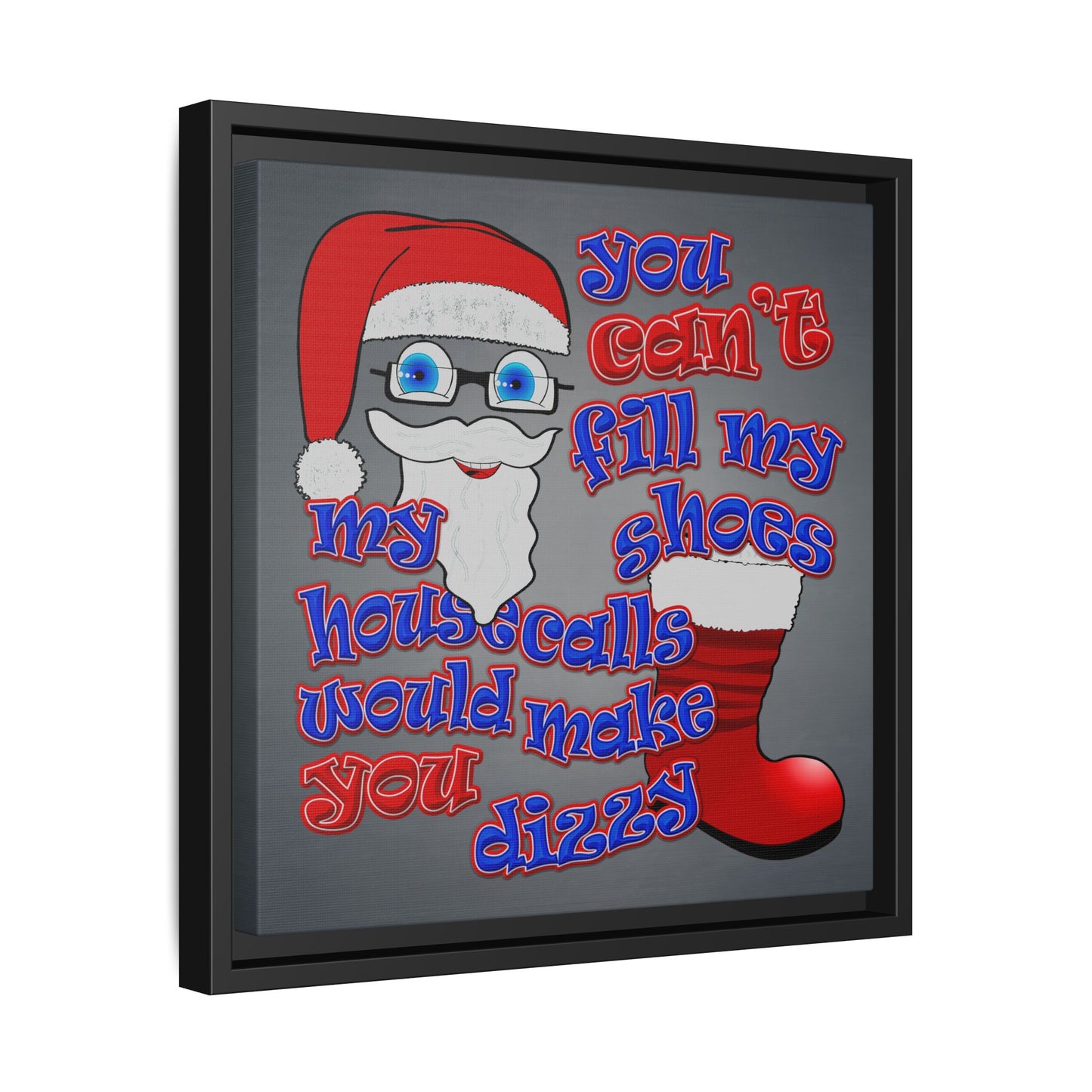santa's shoes - framed canvas art (grey-light grey)