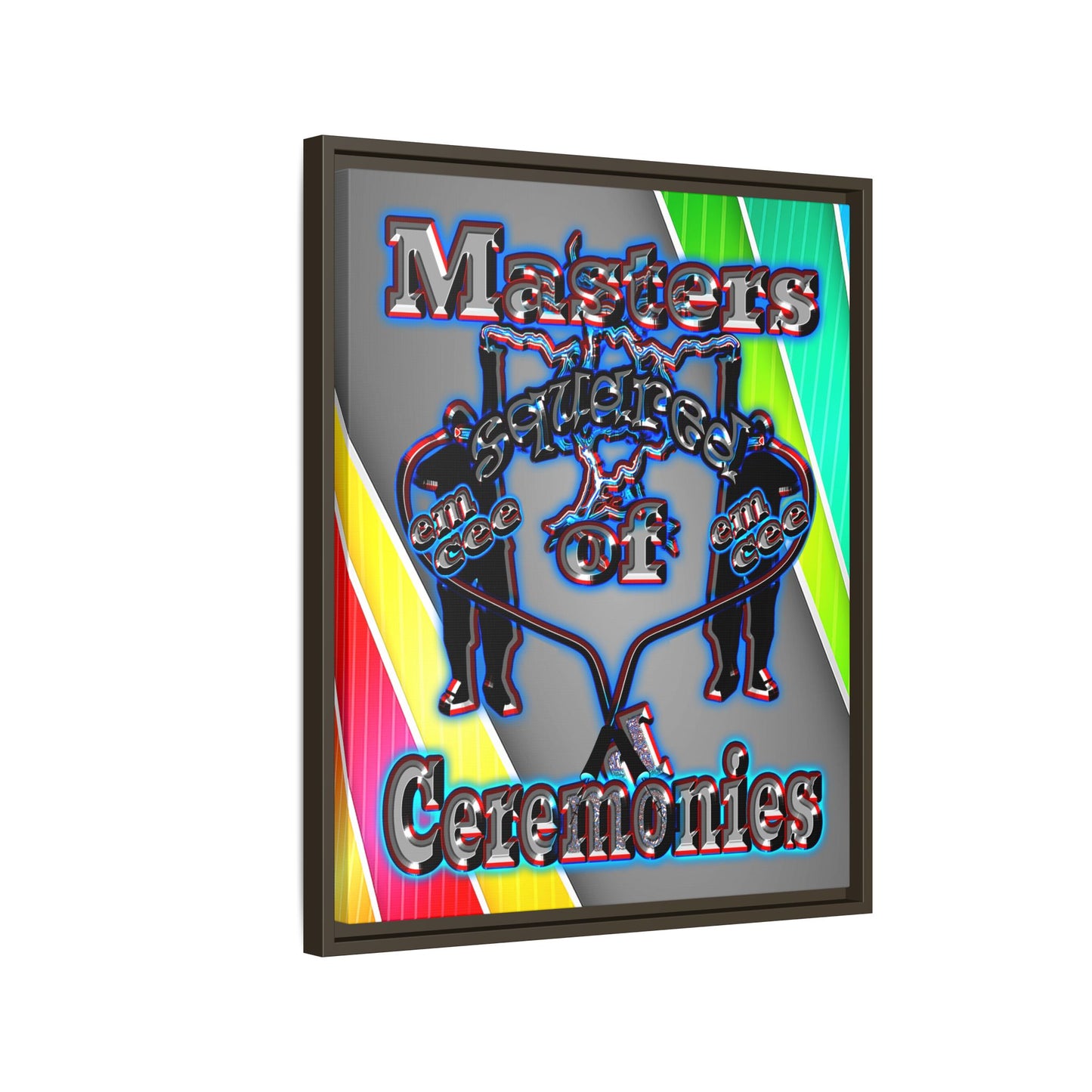 em cee squared - framed canvas art (rainbow split)