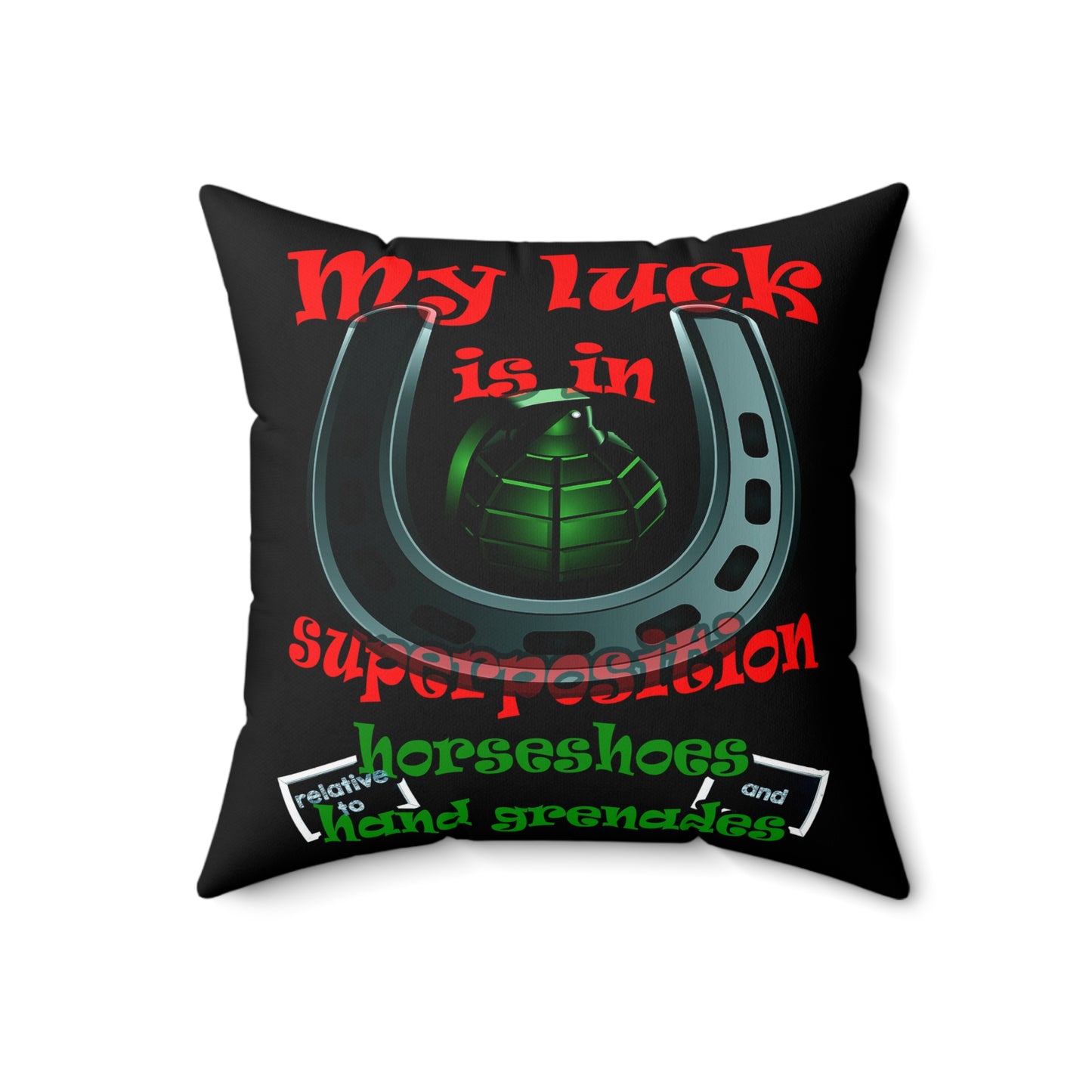 my luck - Spun Polyester Square Pillow - (black)