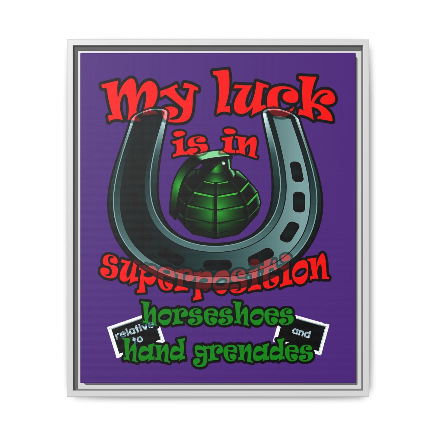 my luck - framed canvas art (purple)