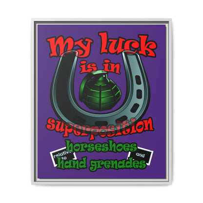 my luck - framed canvas art (purple)