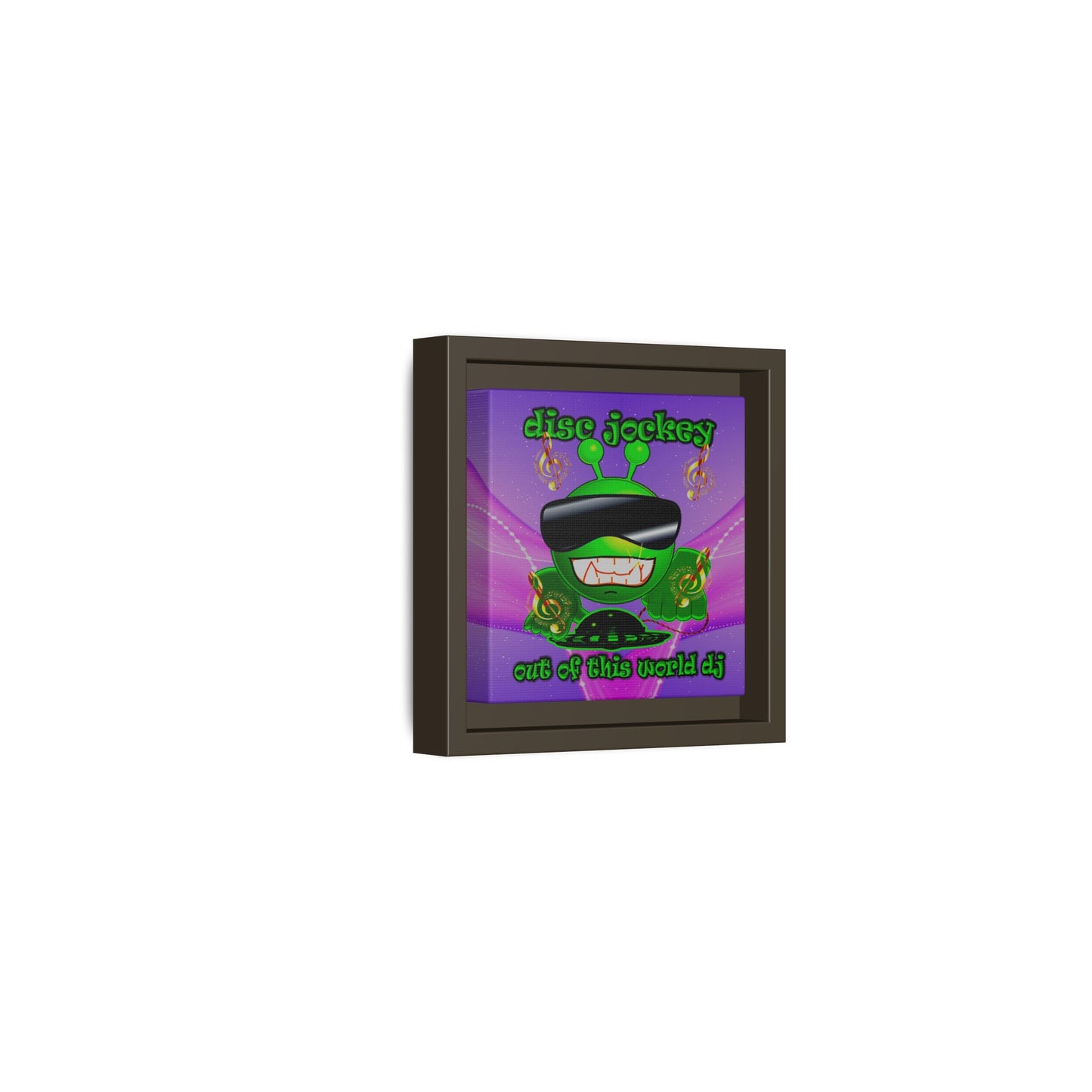 disc jockey - framed canvas art (purple-pink wave)