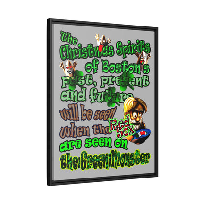 christmas spirits of boston - framed canvas art (light grey)