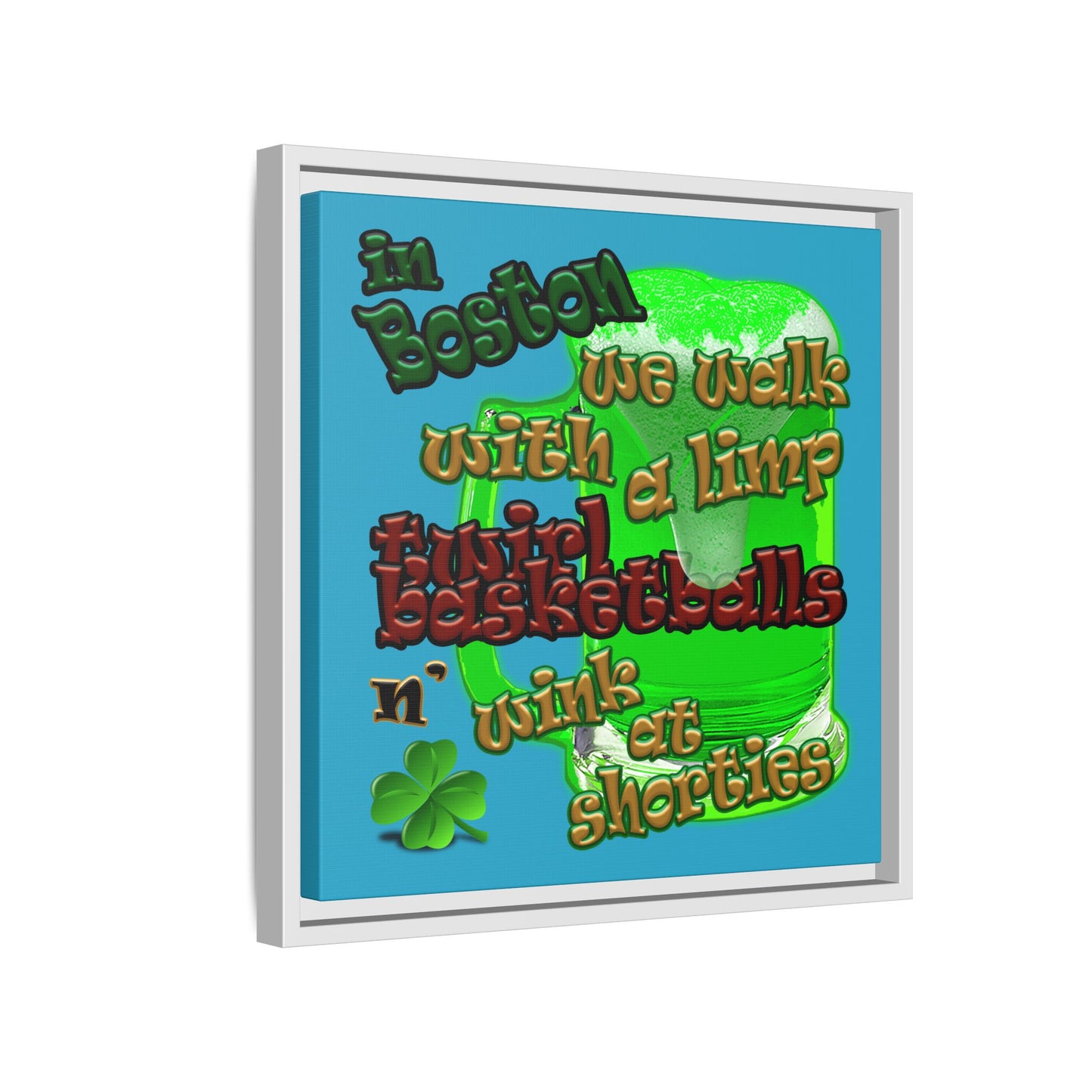 celtics logo - framed canvas art (turquoise)