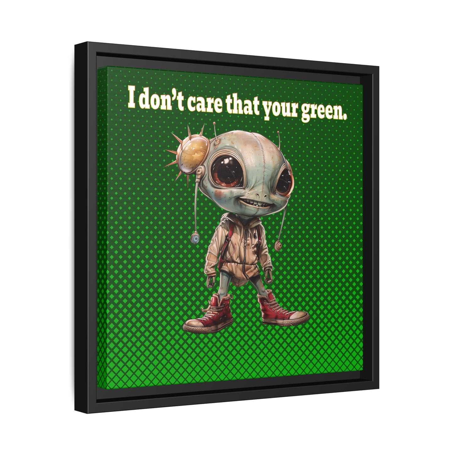 I don't care that your green - framed canvas art (logo green)