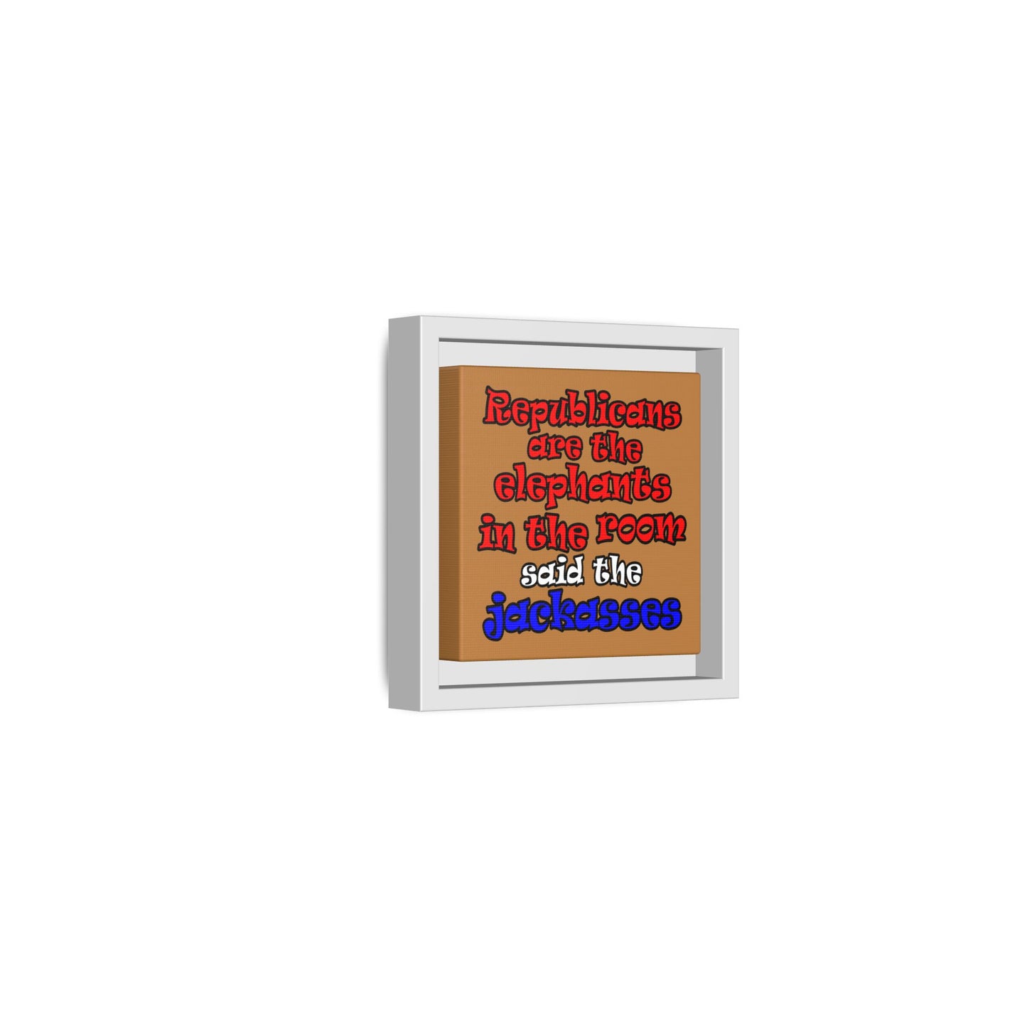 donkeys and elephants - framed canvas art (light brown)