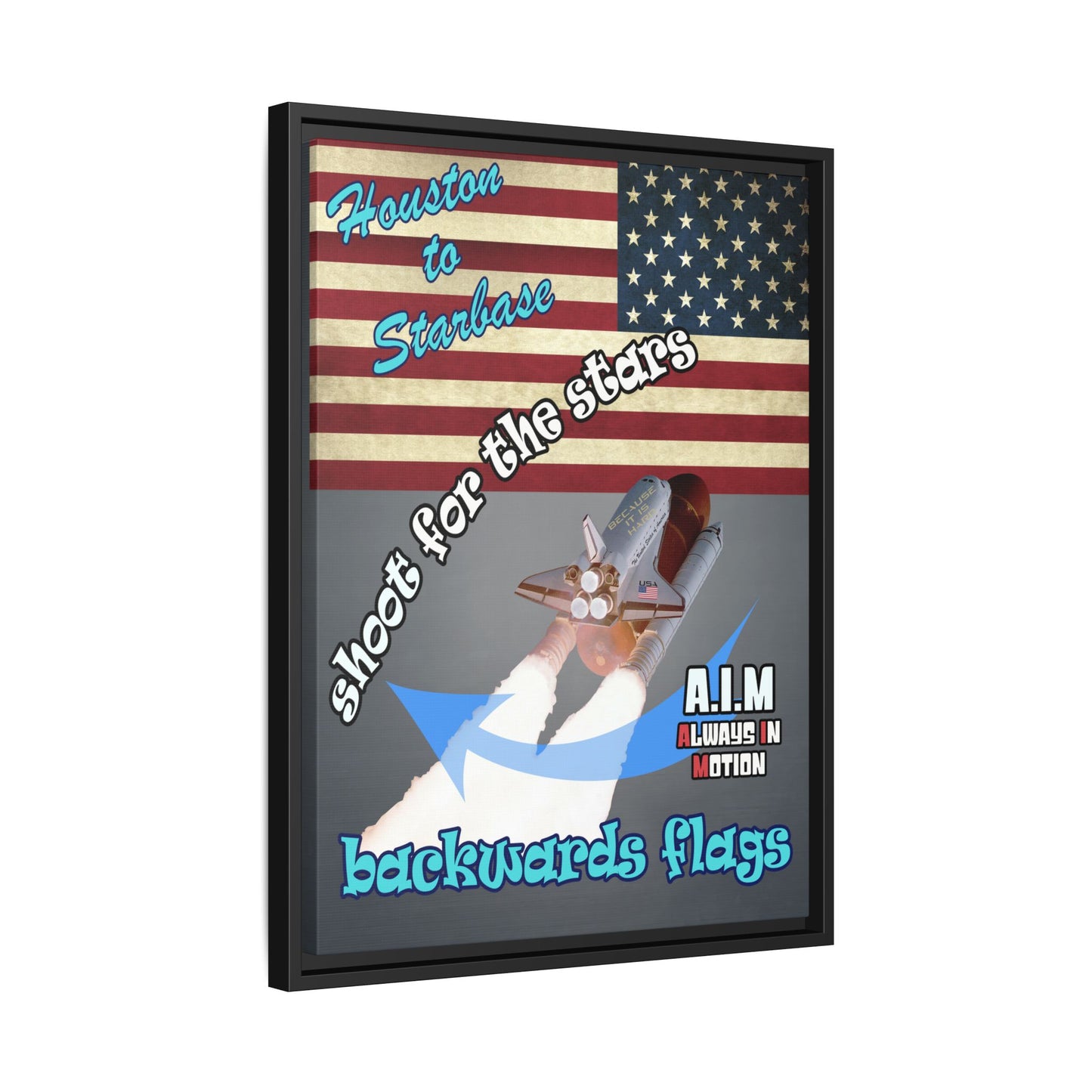 shoot for the stars - framed canvas art (grey-light grey)