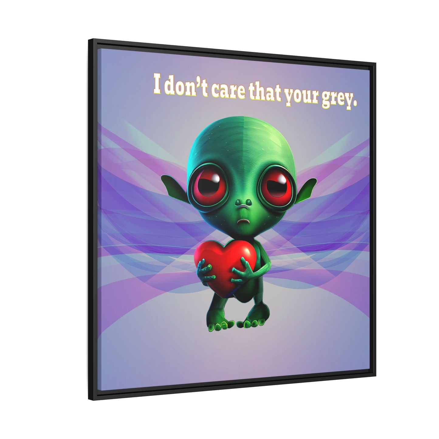 I don't care that your grey - framed canvas art (light blue-pink wave)