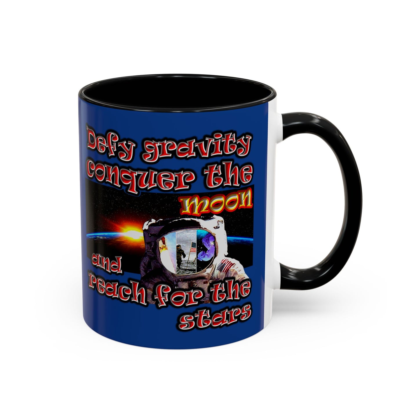 defy conquer reach - Accent Mug (dark blue)