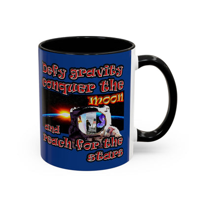 defy conquer reach - Accent Mug (dark blue)