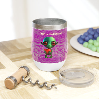 I don't care that your grey - Chill Wine Tumbler (pink swirl)