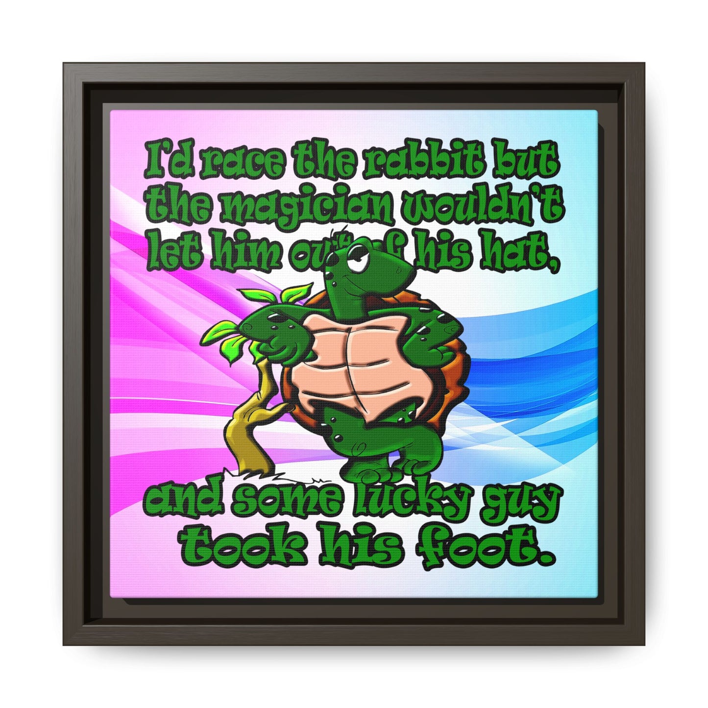 turtle race - framed canvas art (light blue-pink wave)