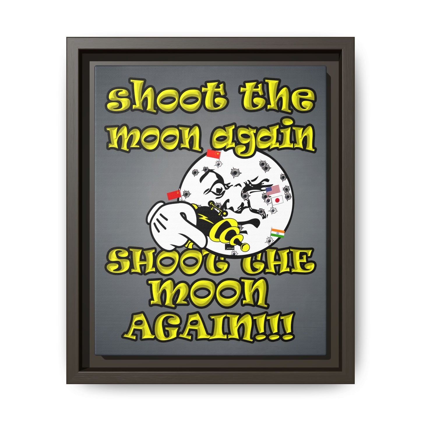 shoot the moon again - framed canvas art (grey-light grey)
