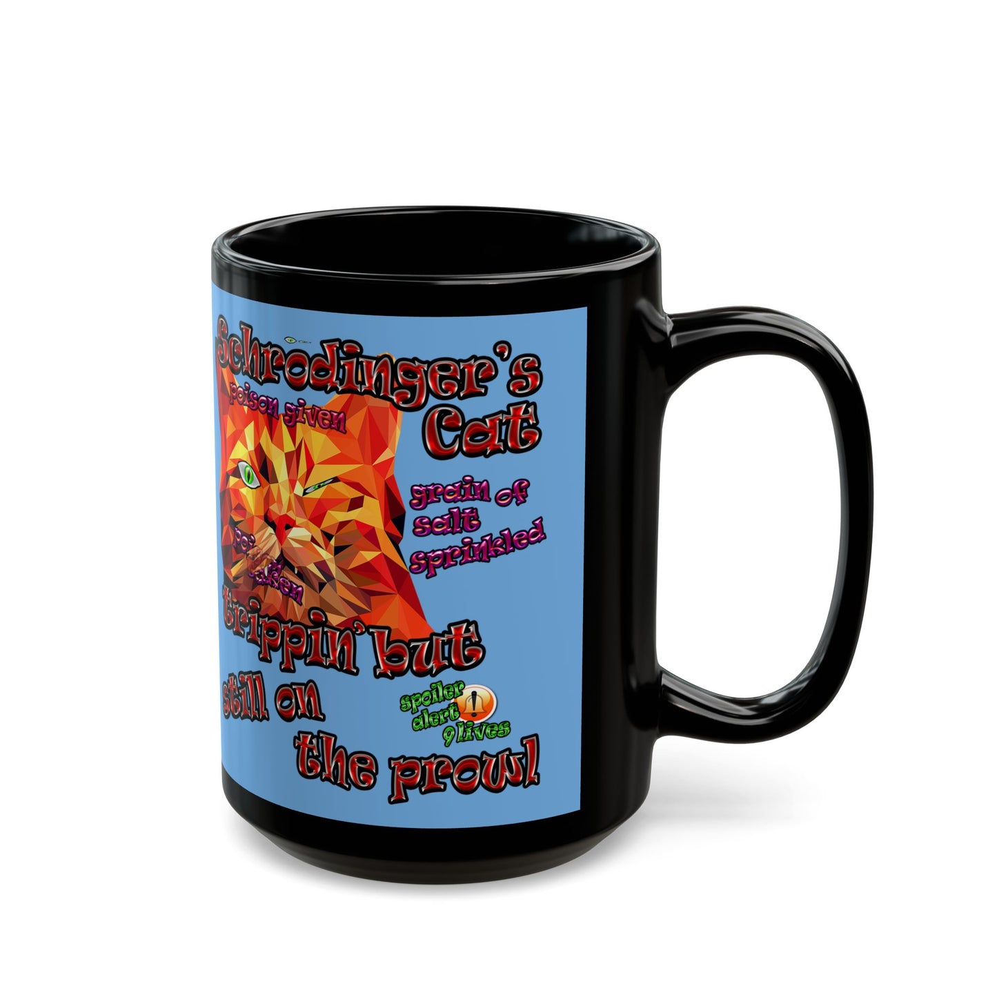 schrodinger's cat - Black Mug (light blue)