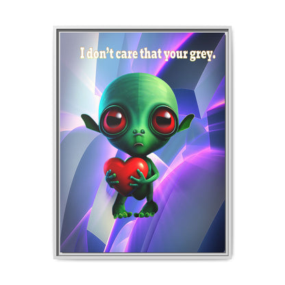 I don't care that your grey - framed canvas art (grey-pink wave)
