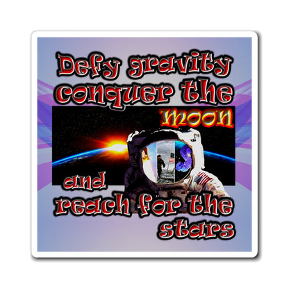 defy conquer reach - Magnets - (light blue-pink wave)