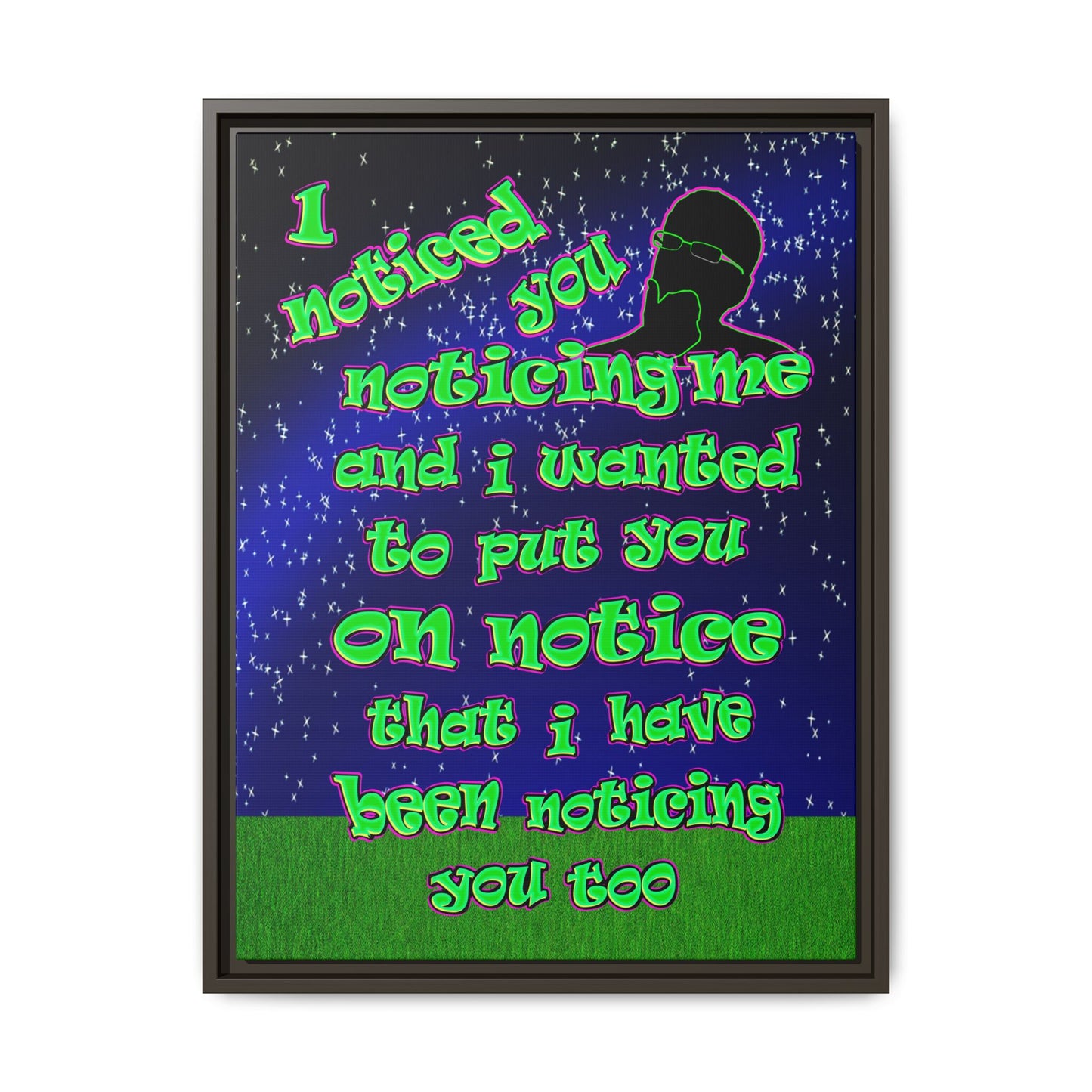 noticed you noticing - framed canvas art ('snoops' background)