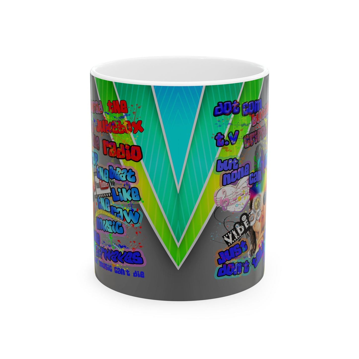 drop the beat - White Mug (rainbow split)