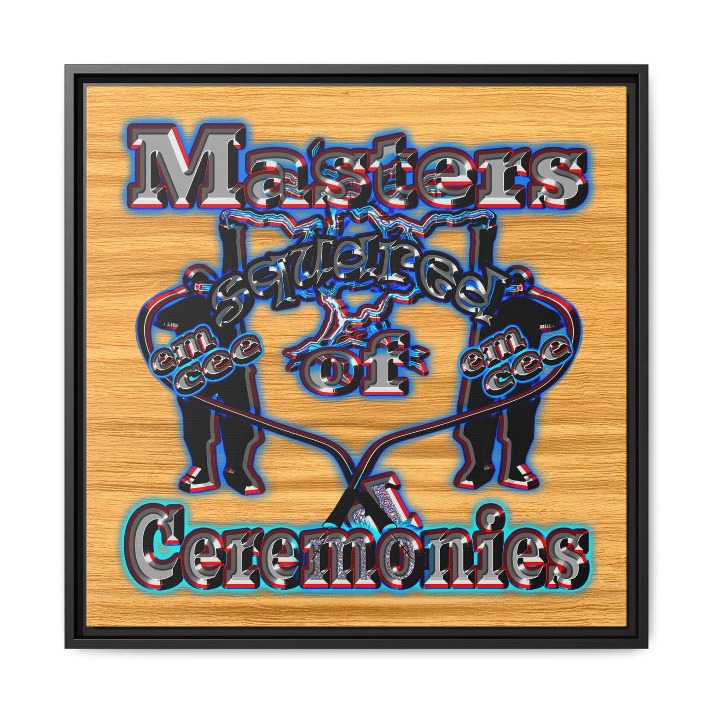 em cee squared - framed canvas art (butterscotch wood finish)