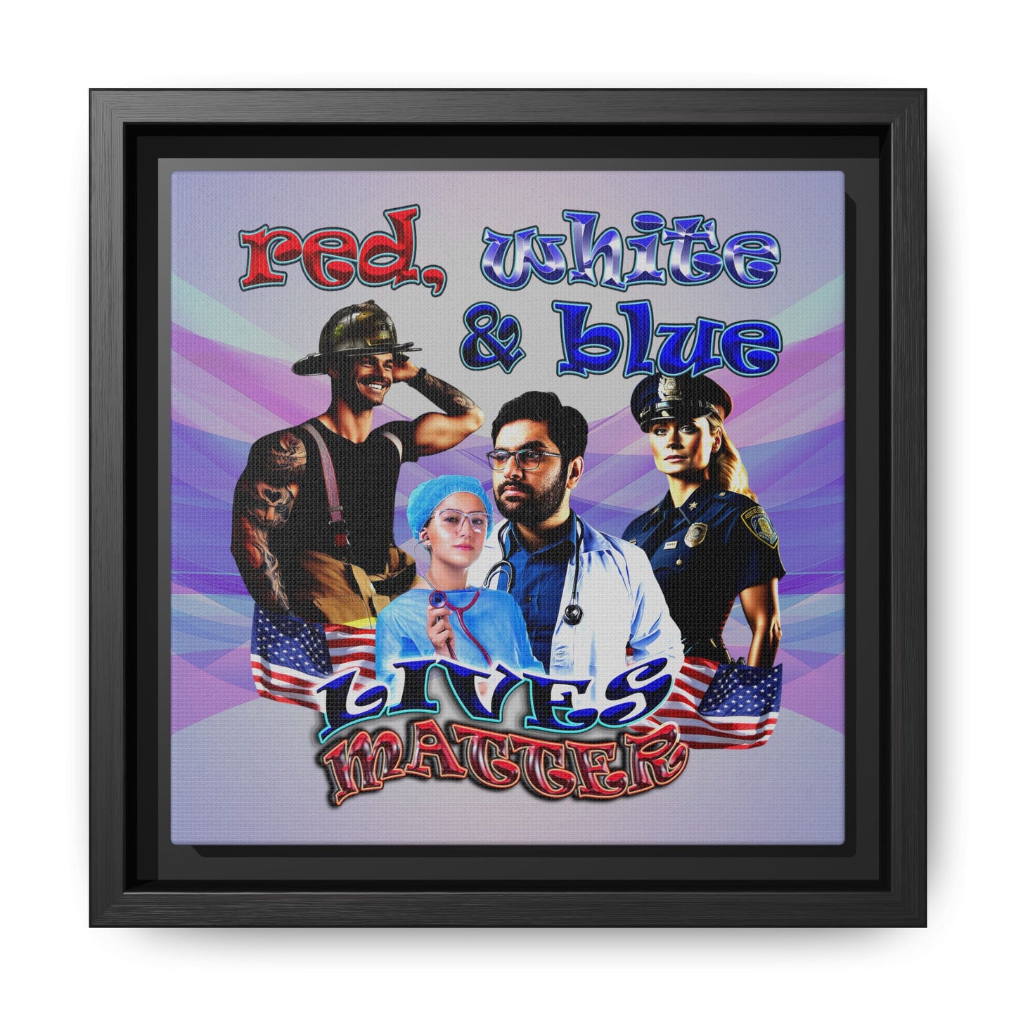 rw&b lives matter - framed canvas art (light blue-pink wave)