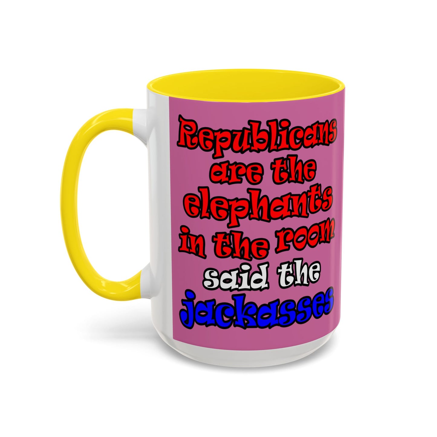 donkeys and elephants - Accent Mug (light pink)