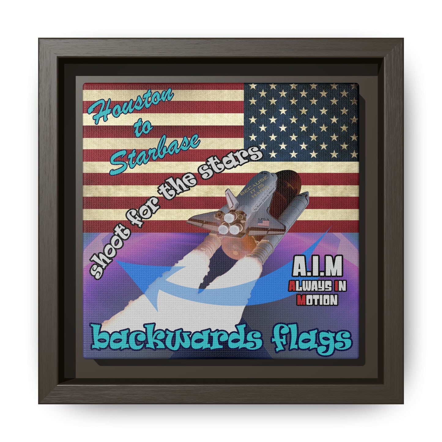 shoot for the stars - framed canvas art (grey-pink wave)
