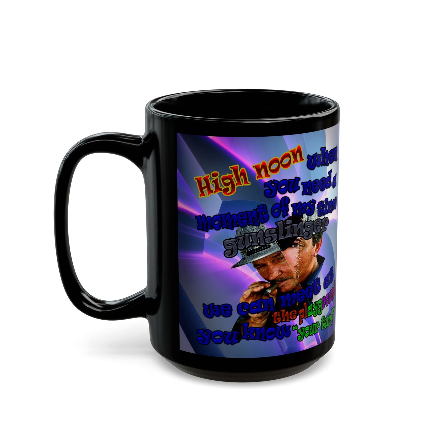 high noon - Black Mug (grey-pink wave)