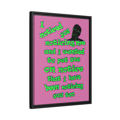 noticed you noticing - framed canvas art (light pink)