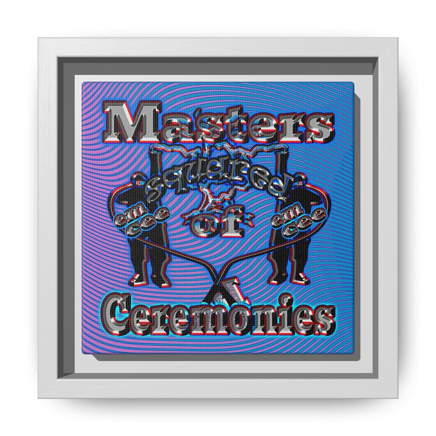 em cee squared - framed canvas art (light blue-purple wave)