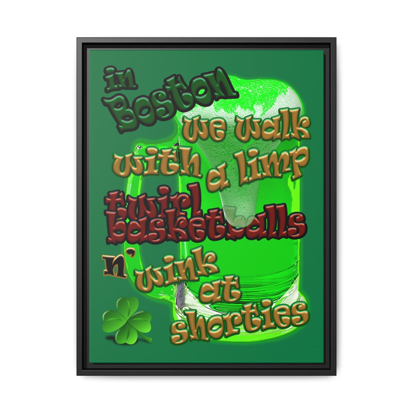 celtics logo - framed canvas art (dark green)