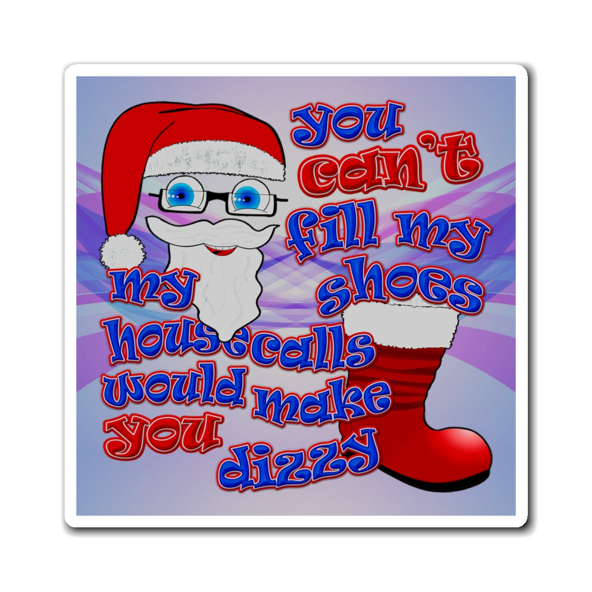 santa's shoes - Magnets - (light blue-pink wave)
