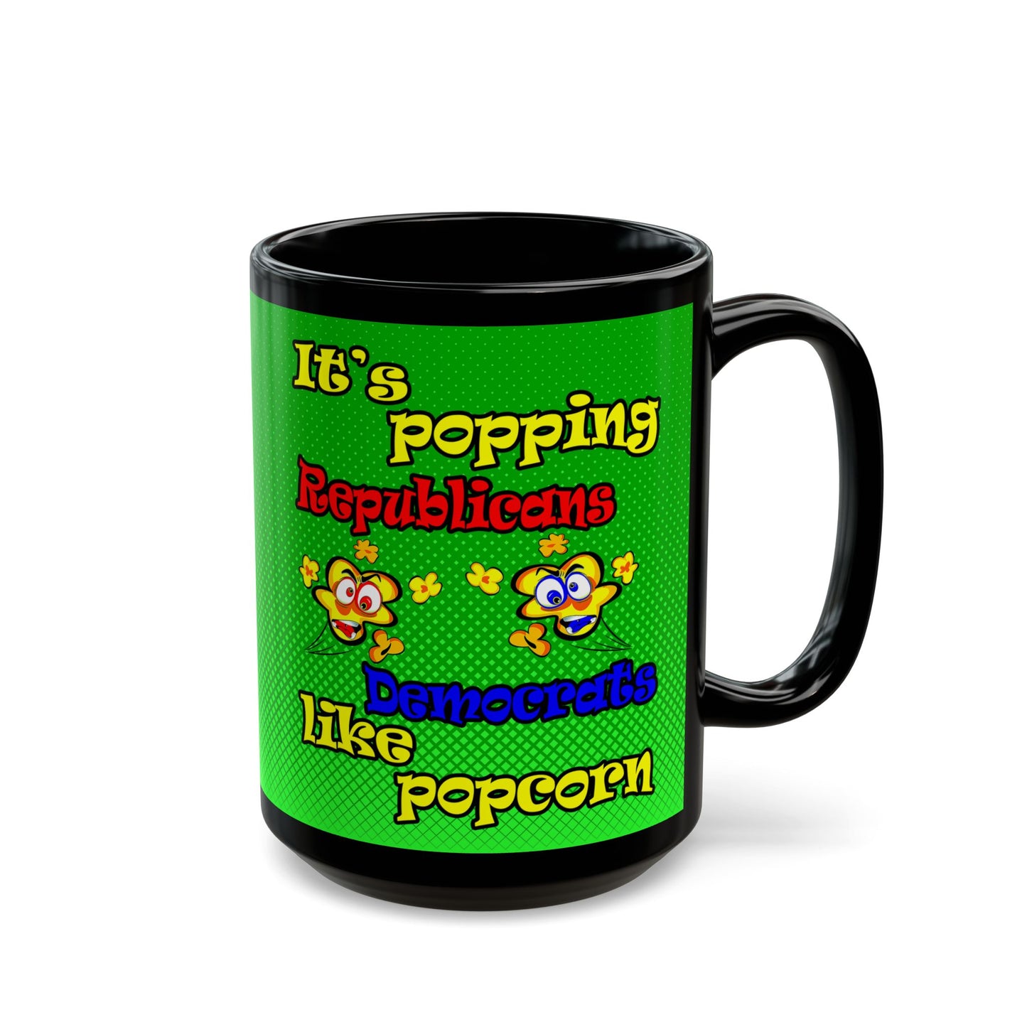 popping like popcorn - Black Mug (logo green)