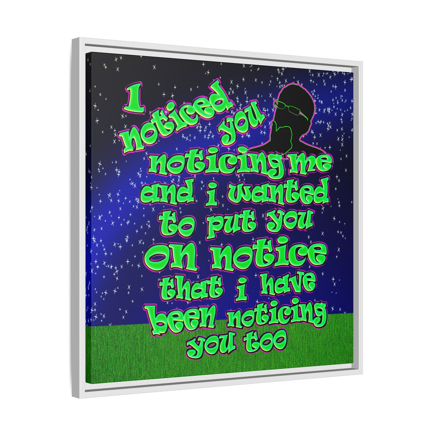 noticed you noticing - framed canvas art ('snoops' background)