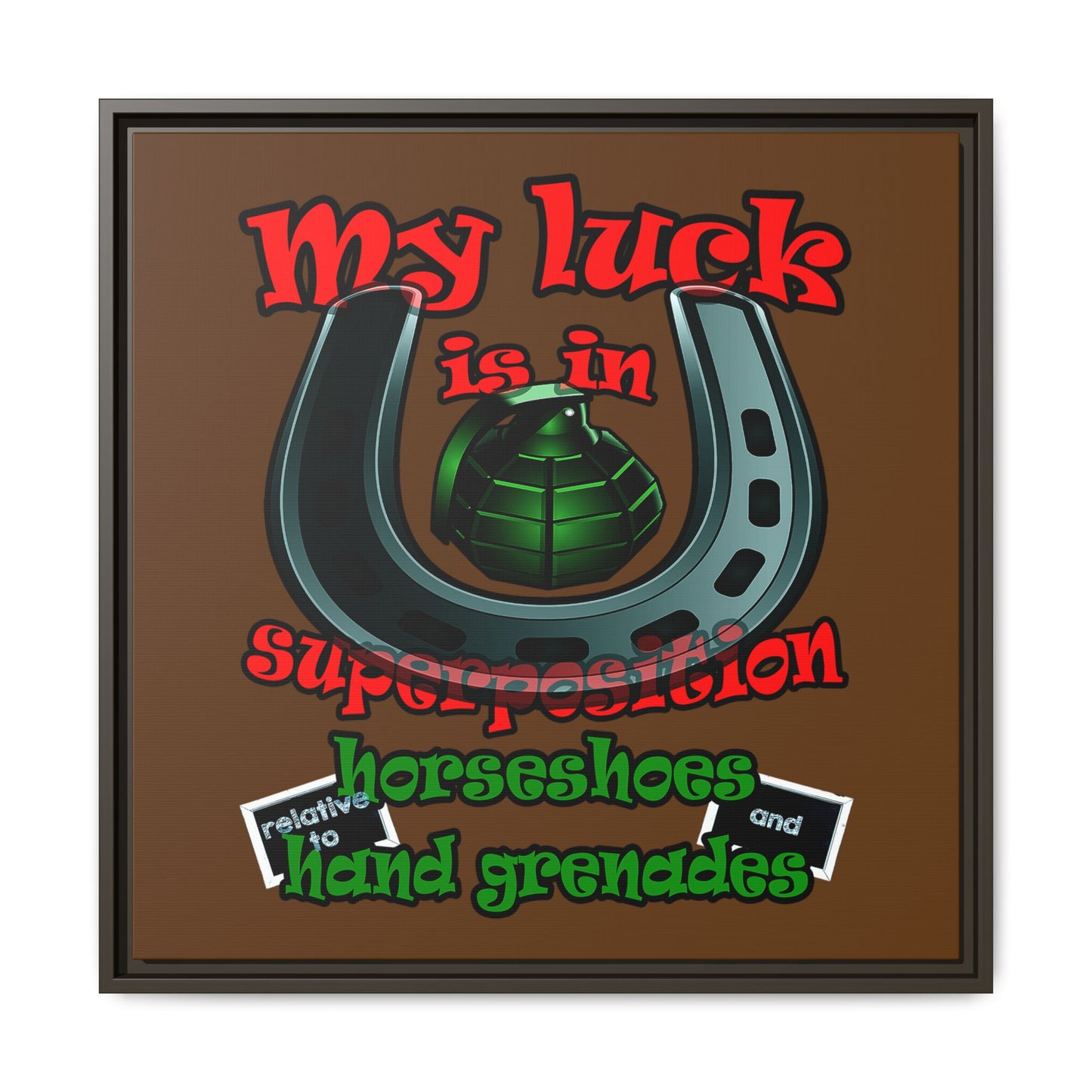 my luck - framed canvas art (brown)