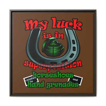 my luck - framed canvas art (brown)