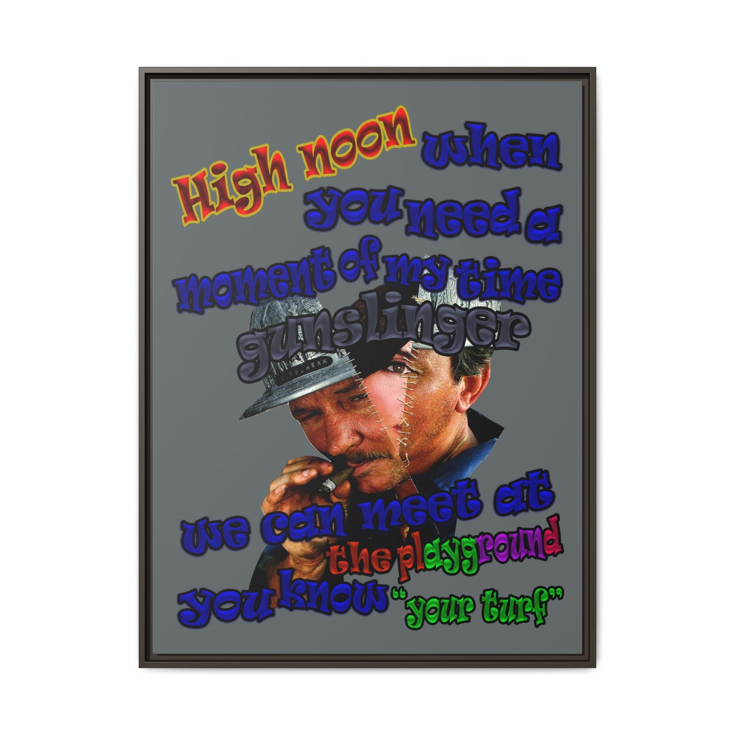 high noon - framed canvas art (dark grey)